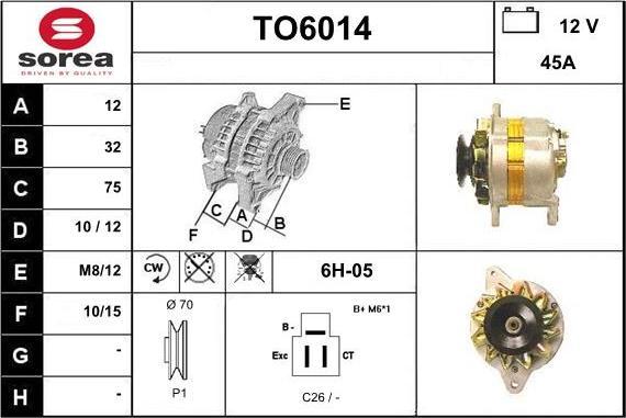 Sera TO6014 - Alternator autospares.lv