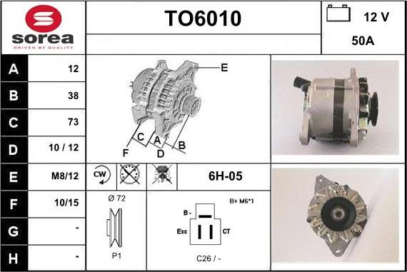 Sera TO6010 - Alternator autospares.lv