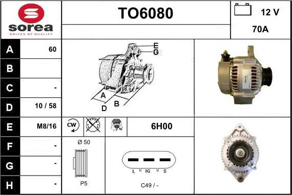 Sera TO6080 - Alternator autospares.lv