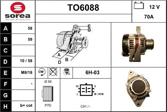 Sera TO6088 - Alternator autospares.lv