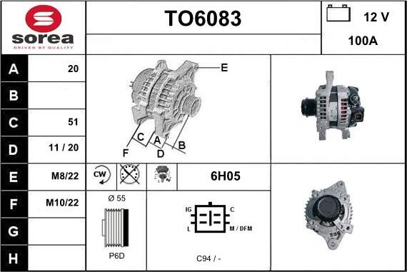 Sera TO6083 - Alternator autospares.lv