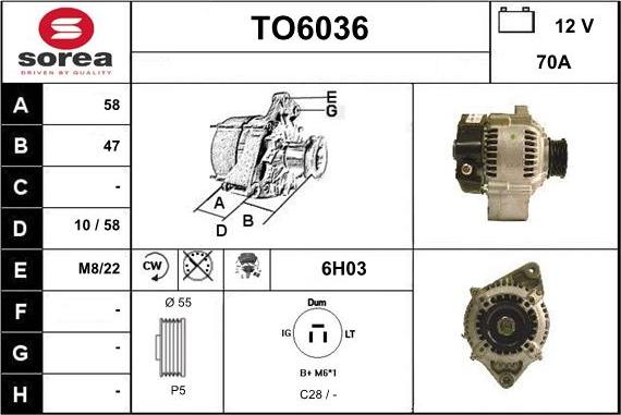 Sera TO6036 - Alternator autospares.lv