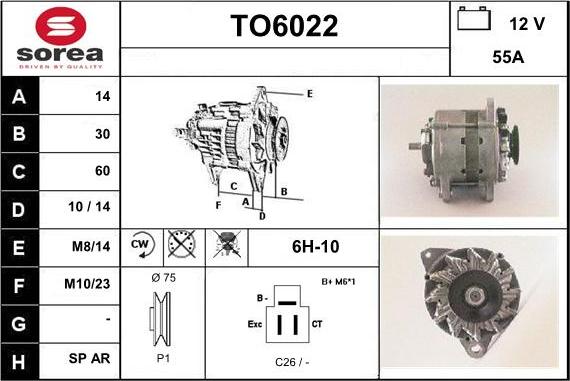 Sera TO6022 - Alternator autospares.lv