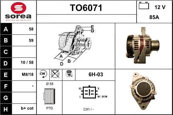 Sera TO6071 - Alternator autospares.lv