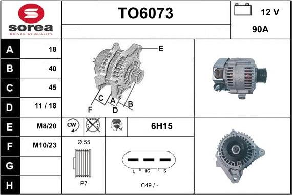 Sera TO6073 - Alternator autospares.lv