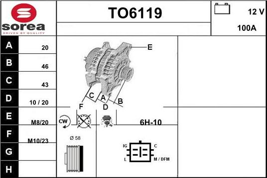 Sera TO6119 - Alternator autospares.lv