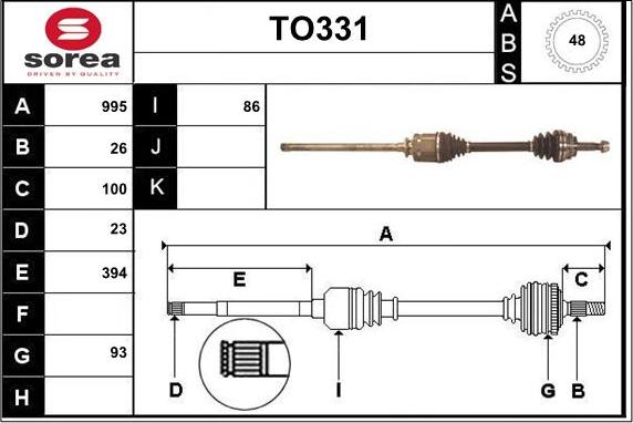 Sera TO331 - Drive Shaft autospares.lv