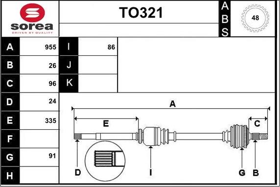 Sera TO321 - Drive Shaft autospares.lv