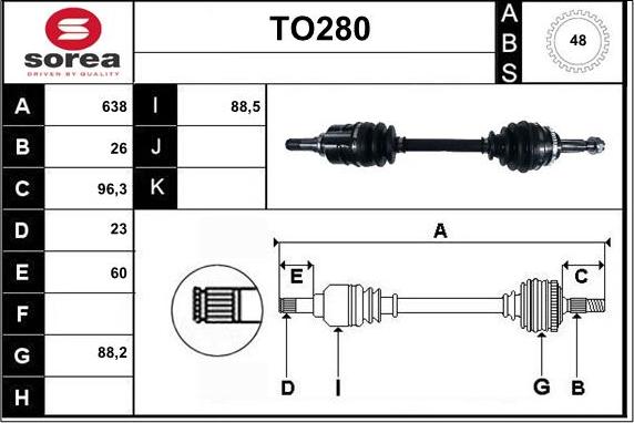 Sera TO280 - Drive Shaft autospares.lv