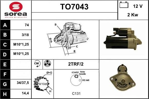 Sera TO7043 - Starter autospares.lv