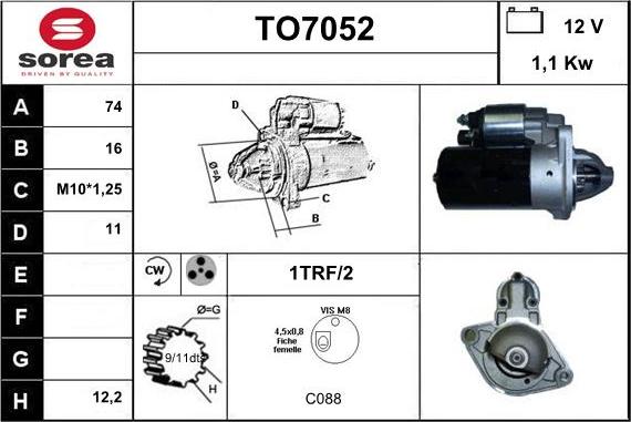 Sera TO7052 - Starter autospares.lv