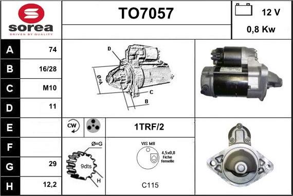 Sera TO7057 - Starter autospares.lv