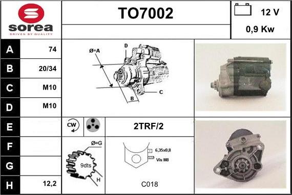 Sera TO7002 - Starter autospares.lv