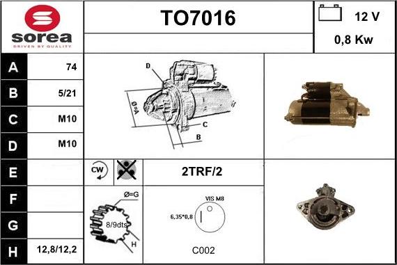 Sera TO7016 - Starter autospares.lv