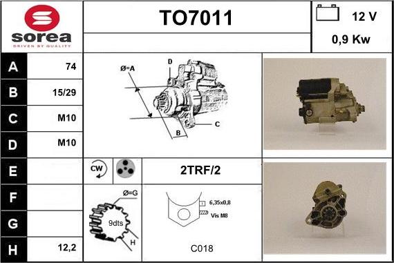 Sera TO7011 - Starter autospares.lv