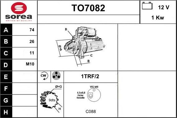 Sera TO7082 - Starter autospares.lv