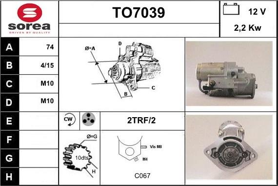 Sera TO7039 - Starter autospares.lv