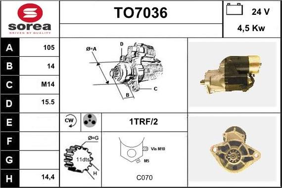 Sera TO7036 - Starter autospares.lv