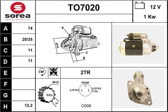 Sera TO7020 - Starter autospares.lv