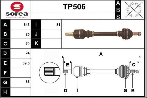 Sera TP506 - Drive Shaft autospares.lv