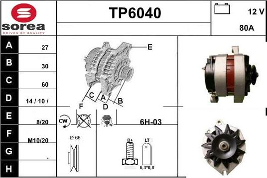 Sera TP6040 - Alternator autospares.lv