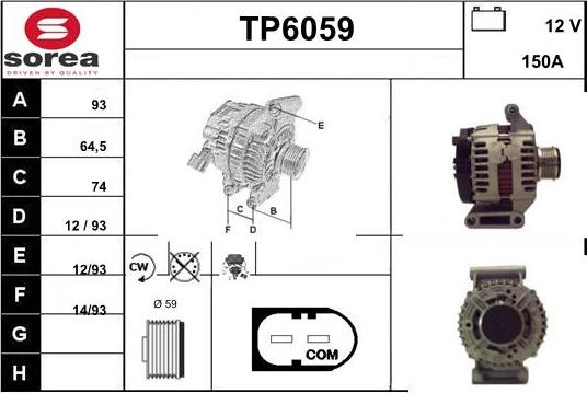 Sera TP6059 - Alternator autospares.lv