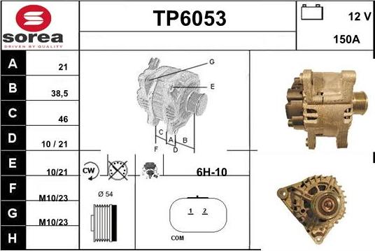 Sera TP6053 - Alternator autospares.lv