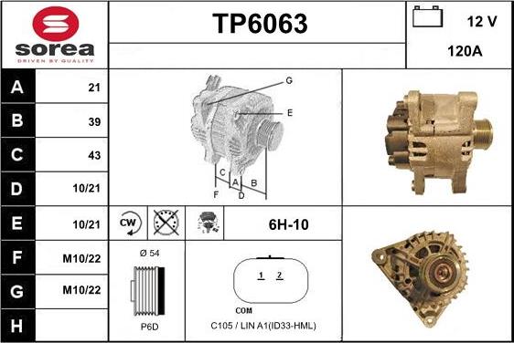 Sera TP6063 - Alternator autospares.lv