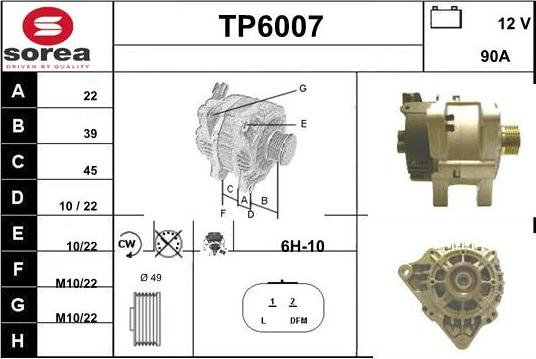 Sera TP6007 - Alternator autospares.lv