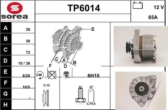 Sera TP6014 - Alternator autospares.lv