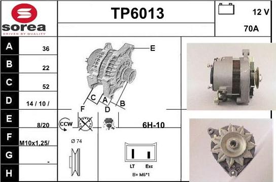 Sera TP6013 - Alternator autospares.lv