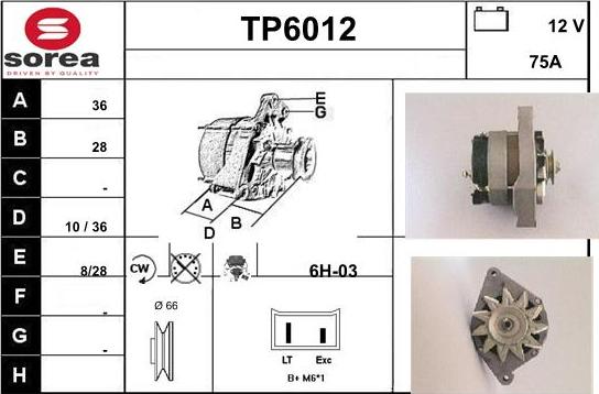 Sera TP6012 - Alternator autospares.lv