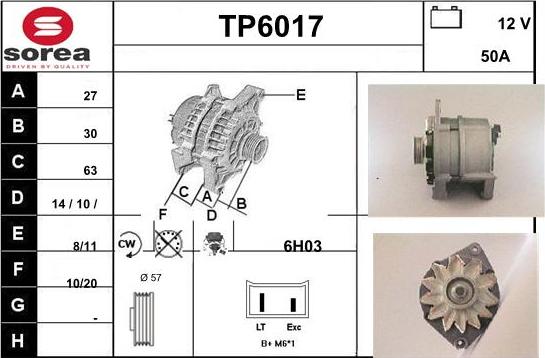 Sera TP6017 - Alternator autospares.lv