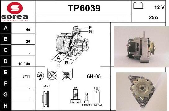 Sera TP6039 - Alternator autospares.lv