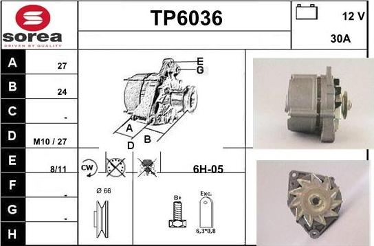 Sera TP6036 - Alternator autospares.lv