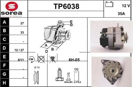 Sera TP6038 - Alternator autospares.lv