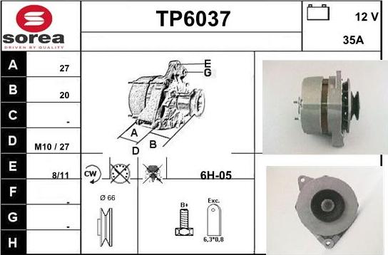 Sera TP6037 - Alternator autospares.lv