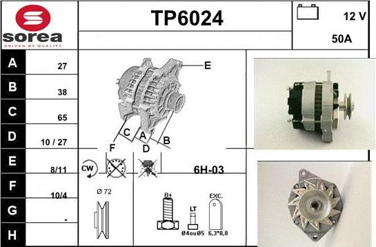 Sera TP6024 - Alternator autospares.lv