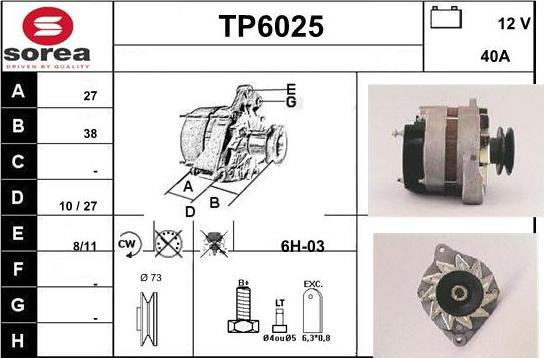 Sera TP6025 - Alternator autospares.lv