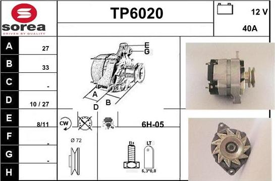 Sera TP6020 - Alternator autospares.lv