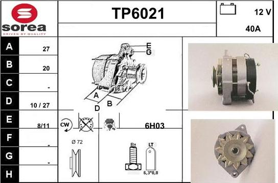 Sera TP6021 - Alternator autospares.lv