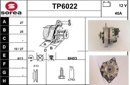 Sera TP6022 - Alternator autospares.lv