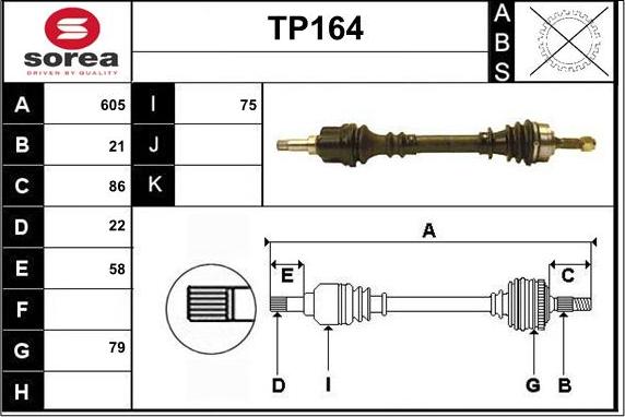 Sera TP164 - Drive Shaft autospares.lv