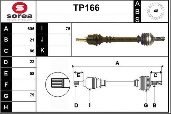 Sera TP166 - Drive Shaft autospares.lv