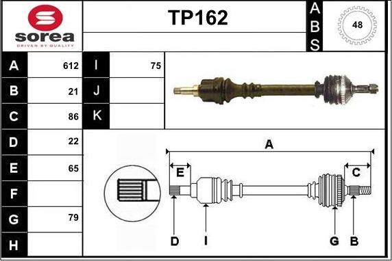 Sera TP162 - Drive Shaft autospares.lv