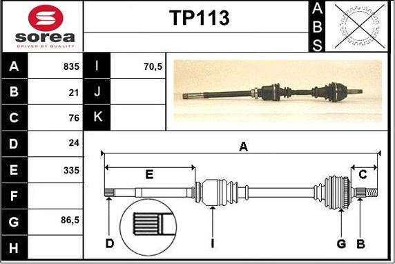 Sera TP113 - Drive Shaft autospares.lv