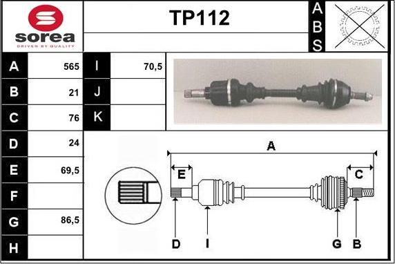 Sera TP112 - Drive Shaft autospares.lv