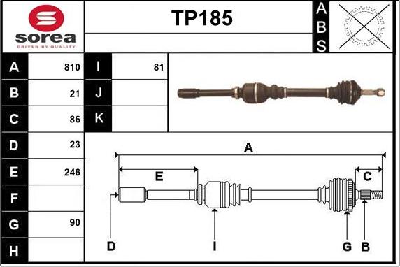 Sera TP185 - Drive Shaft autospares.lv