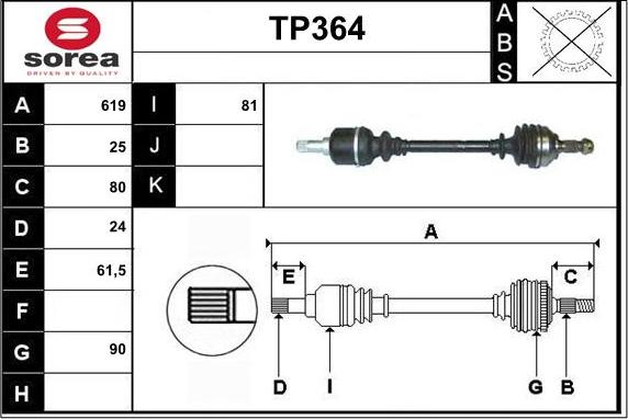 Sera TP364 - Drive Shaft autospares.lv