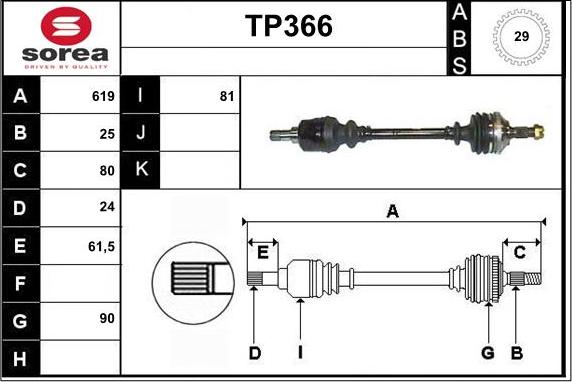 Sera TP366 - Drive Shaft autospares.lv